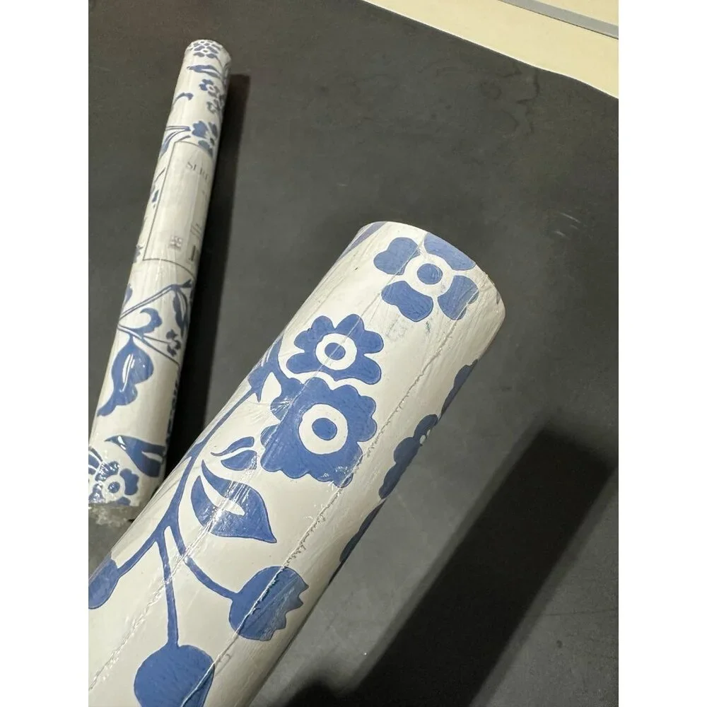 Serena & Lily Claremont Floral Print Wallpaper (Set of 2 Rolls)-French Blue